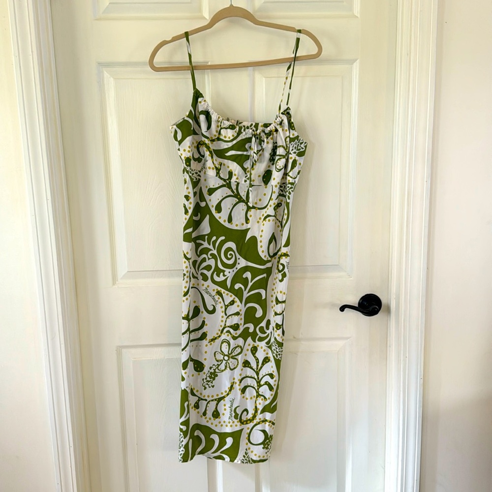 Vintage Manuhealii Dress. Size L. White, green & yellow